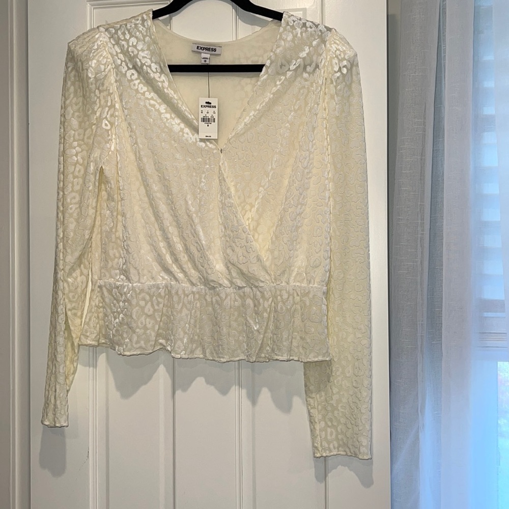 NWT Express White Leapord Blouse